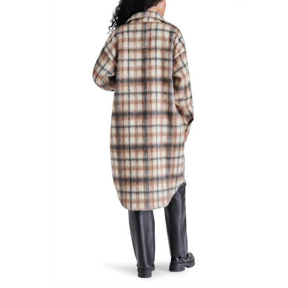 NEW STEVE MADDEN chloe shirt jacket in cream multi - Picture 2 of 4